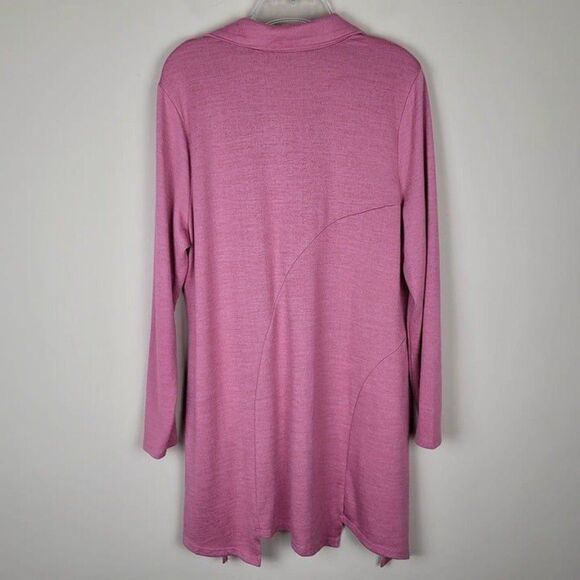 Soft Surroundings Size L Tamara Long Sleeve Asymmetrical Tunic Top Button Pink - Picture 5 of 12